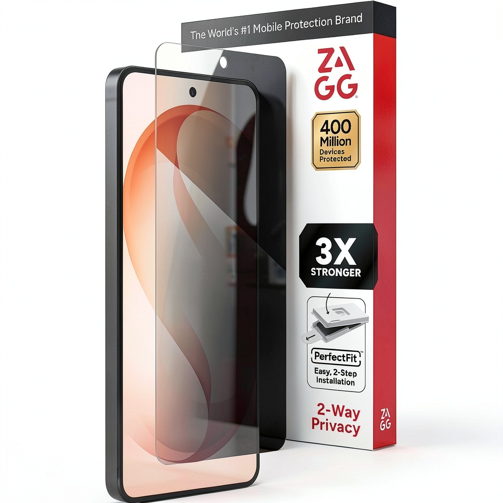 ZAGG Glass Privacy Screen Protector applied to a smartphone