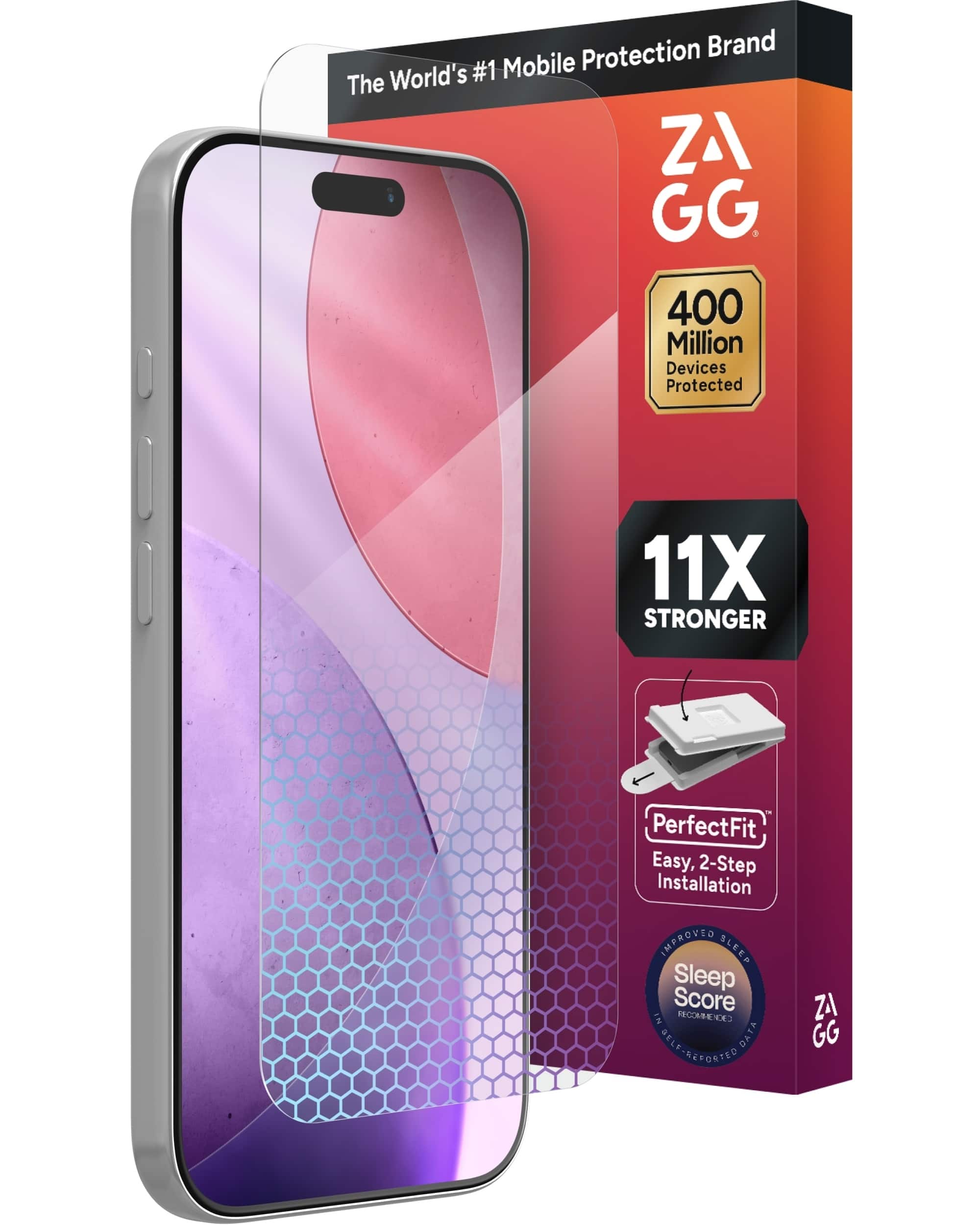 ZAGG Glass XTR5 screen protector applied to a smartphone