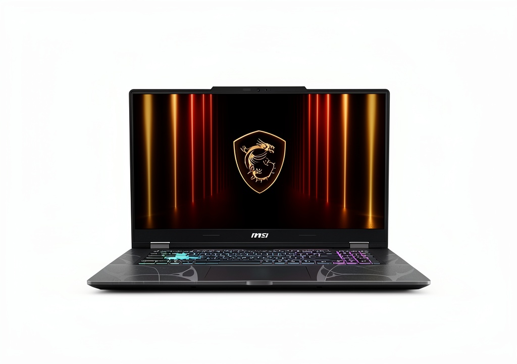 MSI Cyborg 15 Gaming Laptop showing game performance metrics on screen
