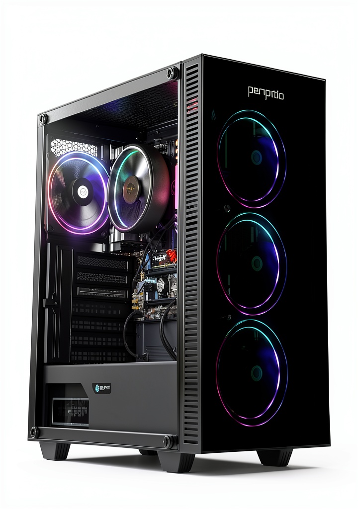 Installing Periphio Terra Gaming PC AMD Ryzen 7 16GB RAM 1TB SSD on a wooden desk