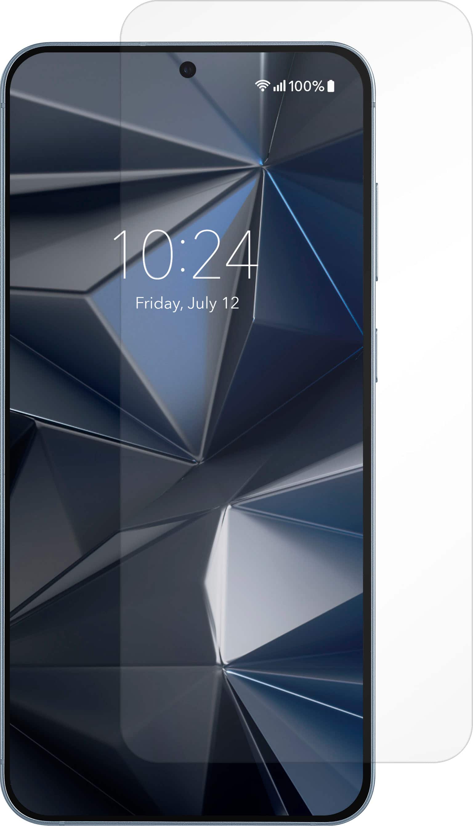 Insignia Glass Screen Protector applied on Samsung Galaxy S25+ showing edge-to-edge coverage