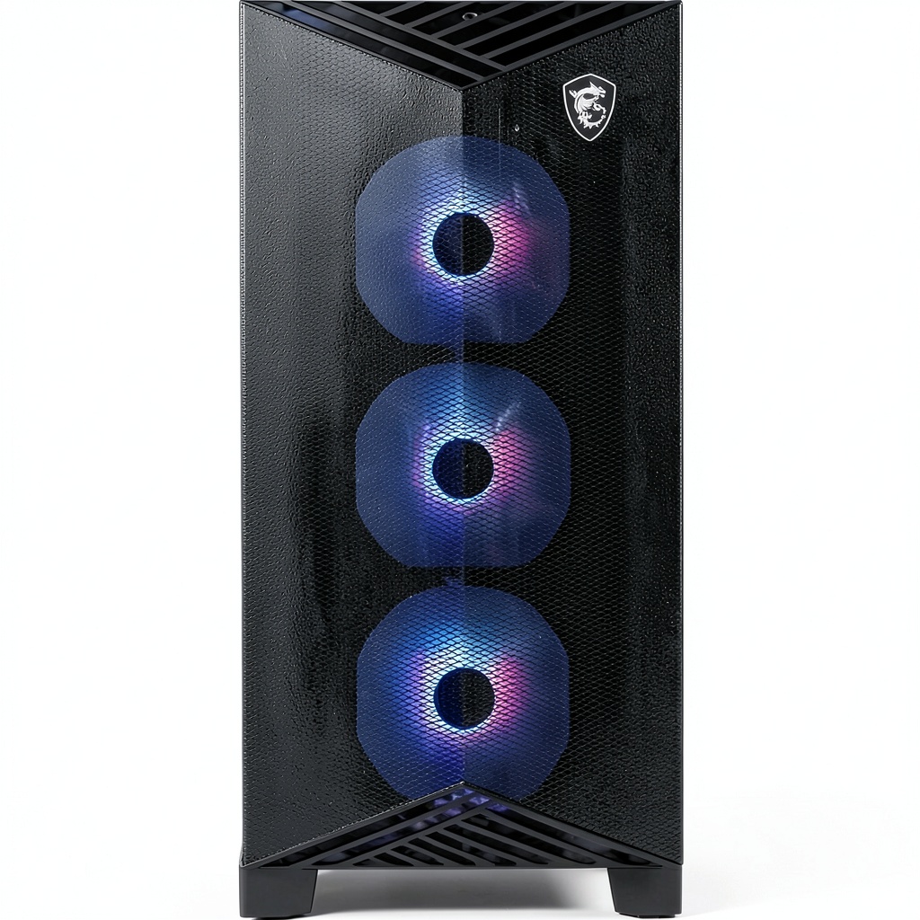 Installing MSI Aegis R2 Gaming Desktop RTX 5090 Intel i9 64GB RAM on a wooden desk