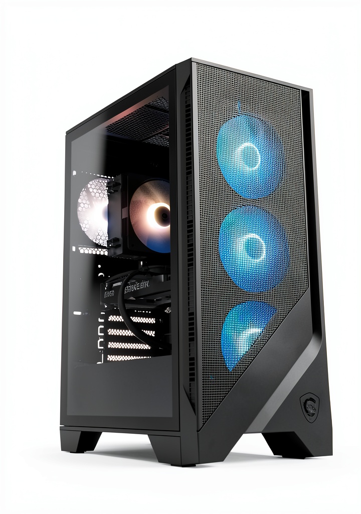 Installing MSI Codex Z2 Gaming Desktop AMD R7 8700F 32GB RTX 5070 on a wooden desk