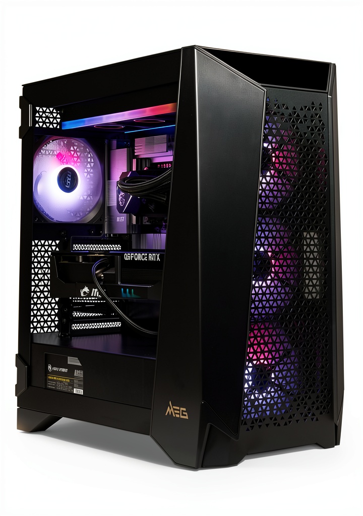 MSI Infinite ZS Gaming Desktop showcasing its black design and internal components