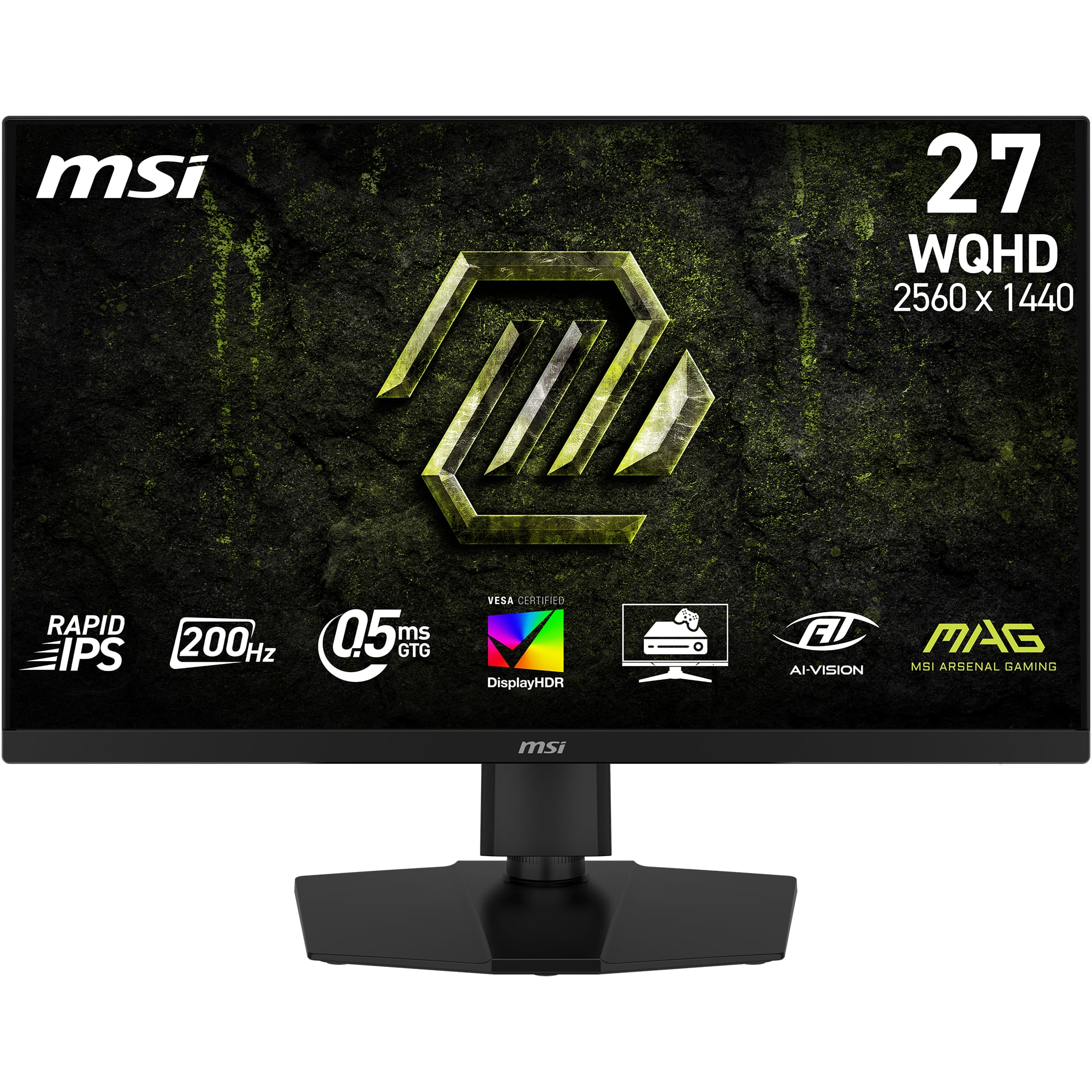 MSI MAG 274QPF E20 monitor displaying a vibrant game scene