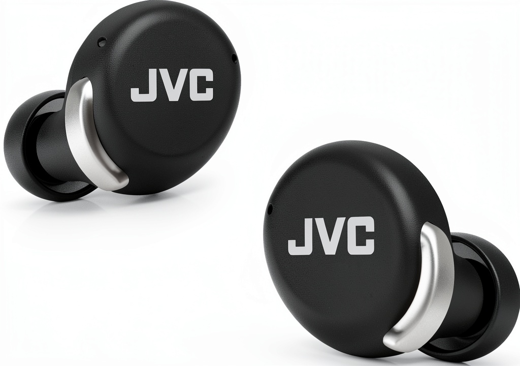 JVC True Wireless Earbuds in black with charging case