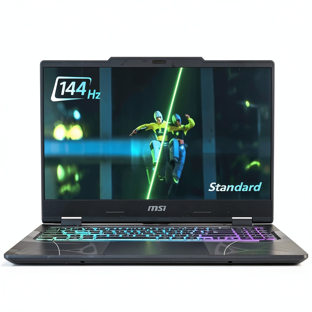 MSI Cyborg A15 gaming laptop showing its cyberpunk design and display