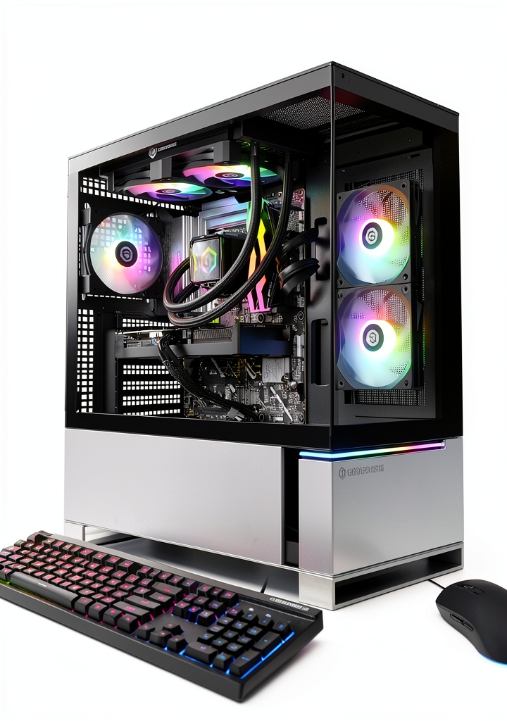 CyberPowerPC Gaming Desktop with RGB lighting on a modern desk