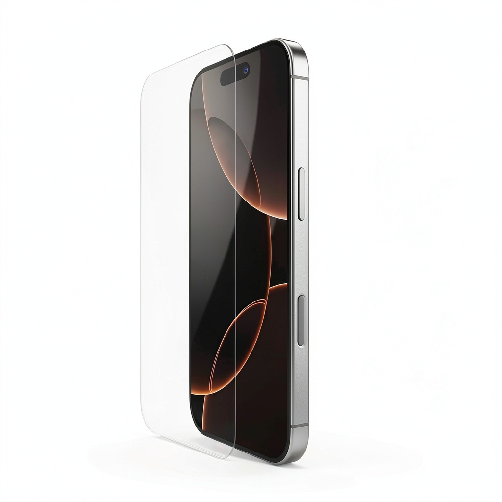 Installing ScreenForce Tempered Glass iPhone Screen Protector Durable on a wooden desk