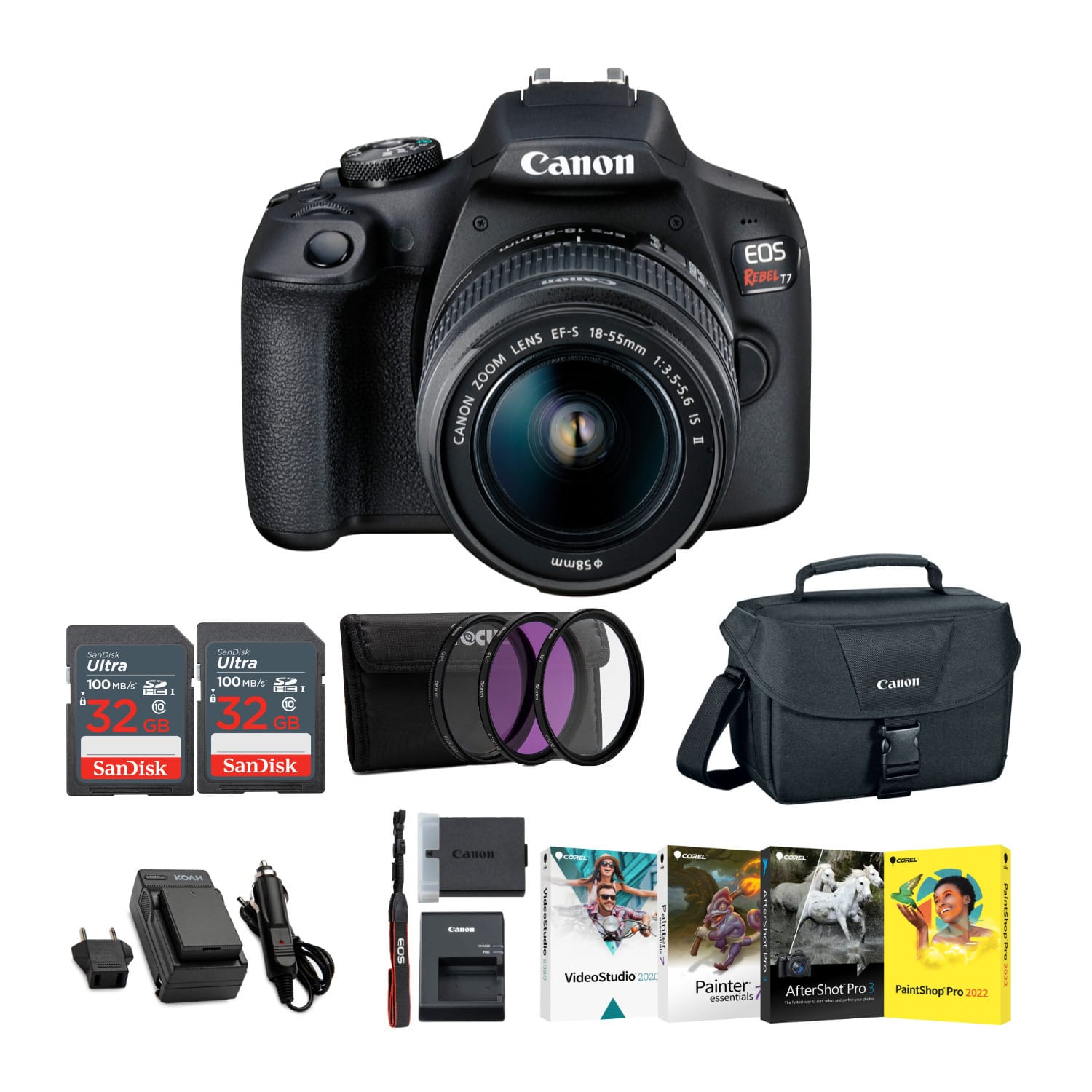 Canon Rebel T7 DSLR camera with 18-55mm lens on a table