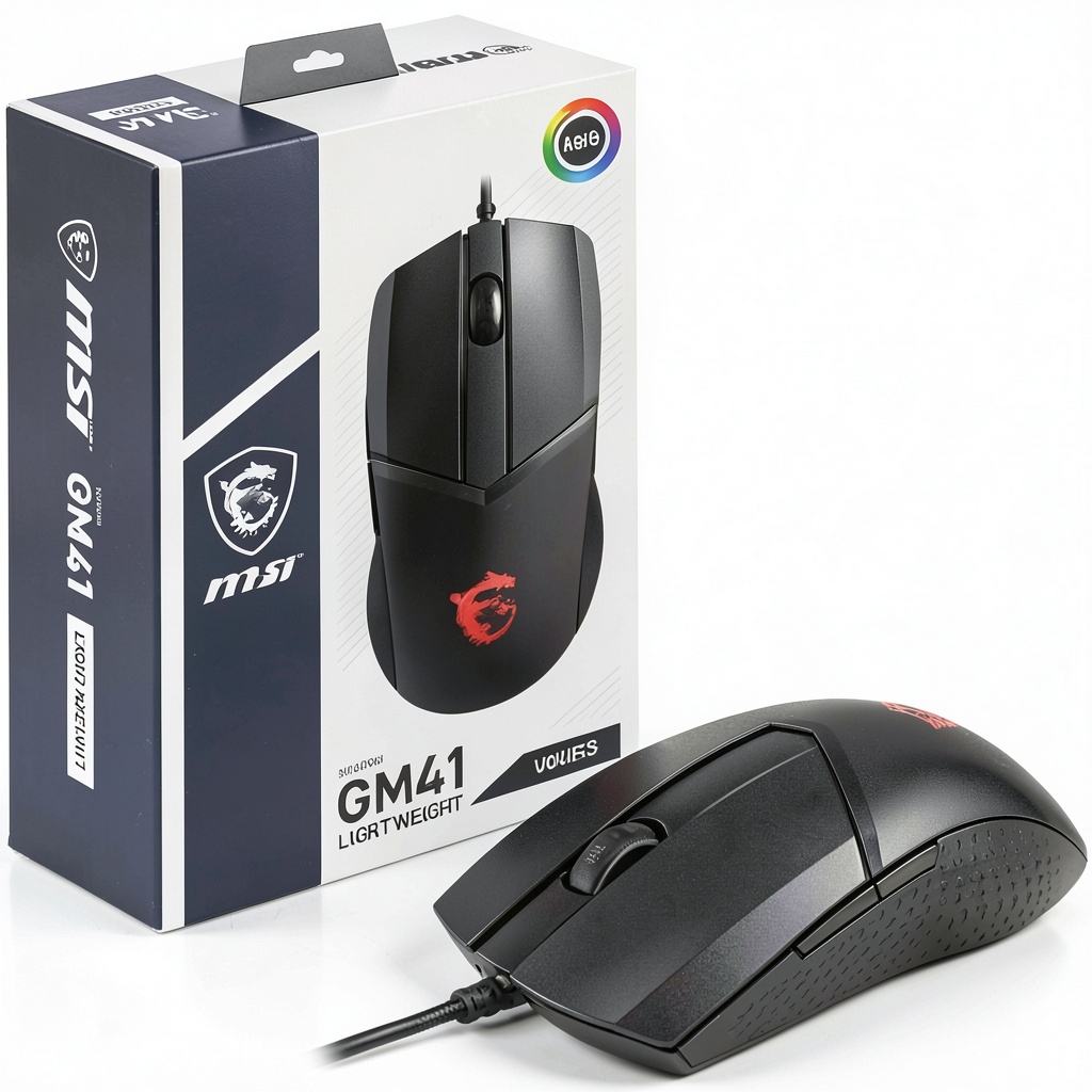 MSI CLUTCH GM41 Gaming Mouse on a gaming desk