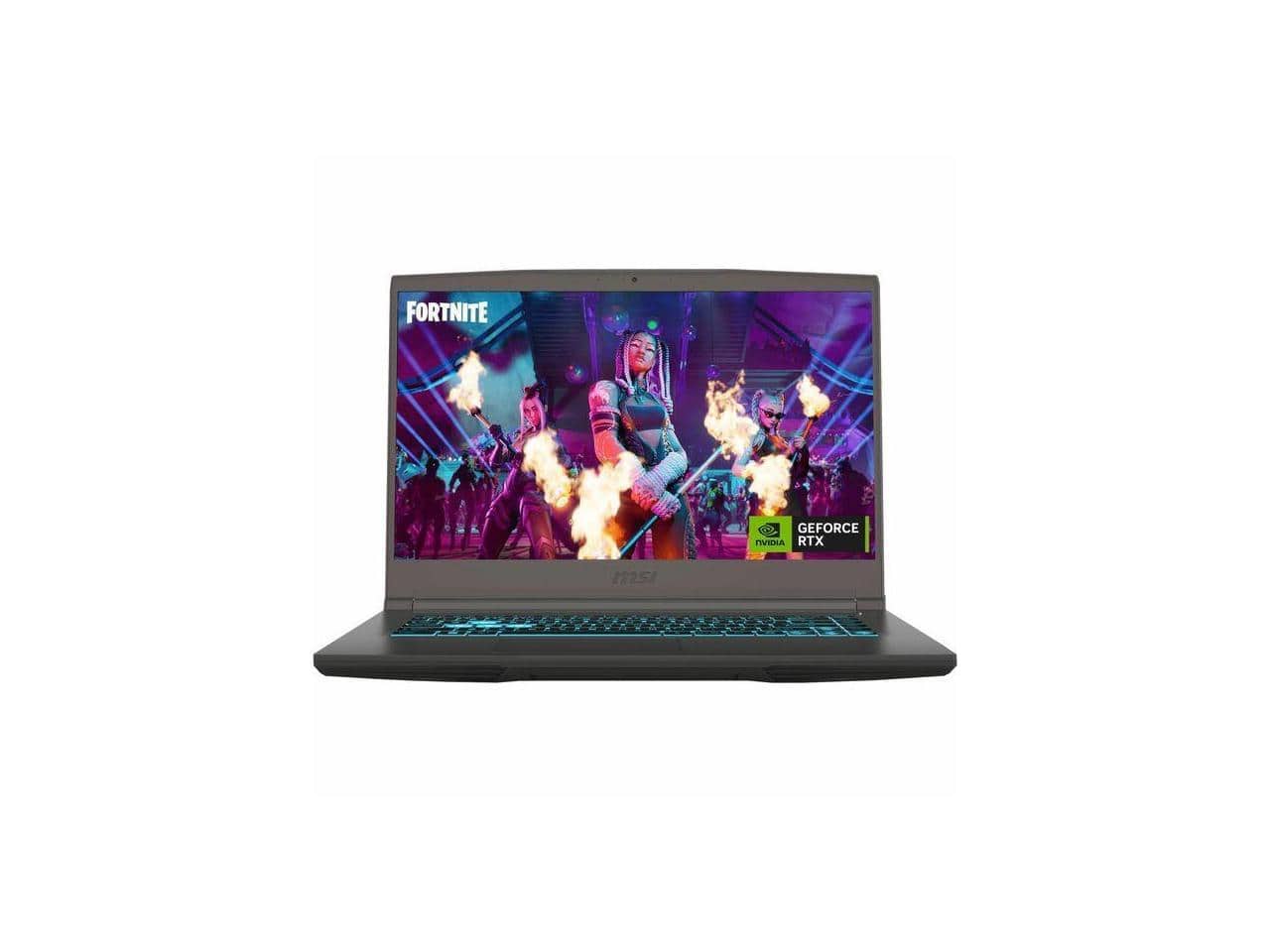 MSI Thin A15 laptop displaying a gaming scene on its 144Hz screen