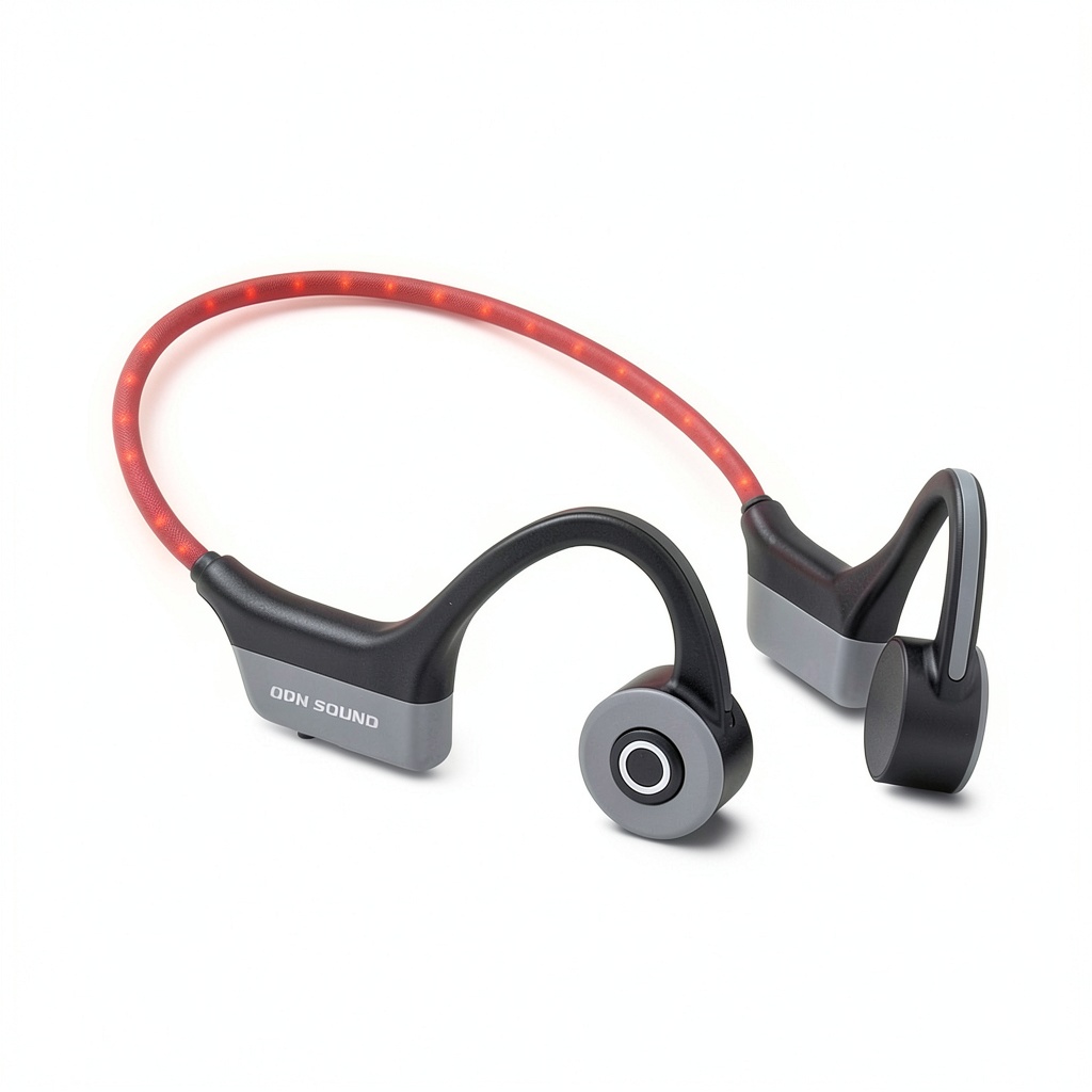 OPN Sound Dashlyte headphones worn during a run