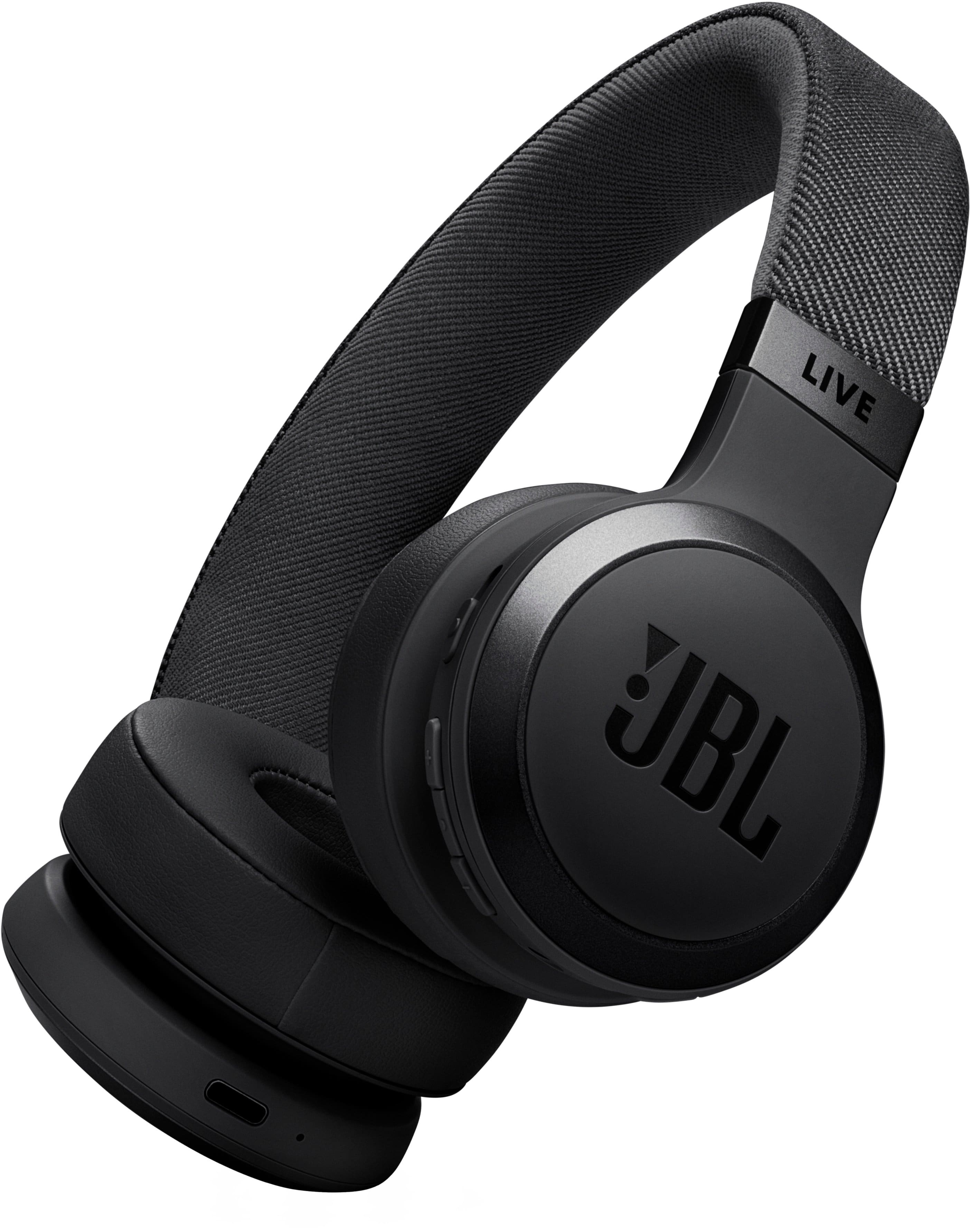 JBL Live 670NC headphones in use with smartphone and laptop