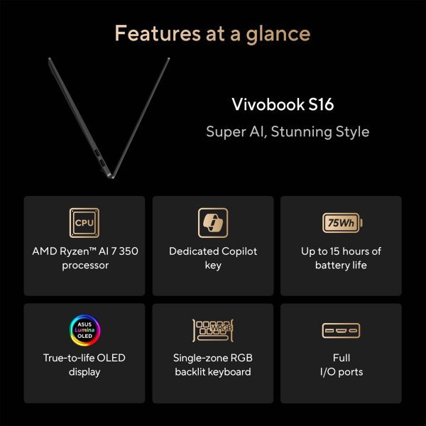ASUS Vivobook S16 OLED Laptop Copilot PC AMD Ryzen AI-2